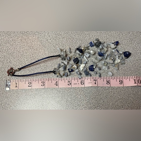 Natural Chip Stone Blue/Grey Beaded Multi Strand Necklace - Picture 6 of 7